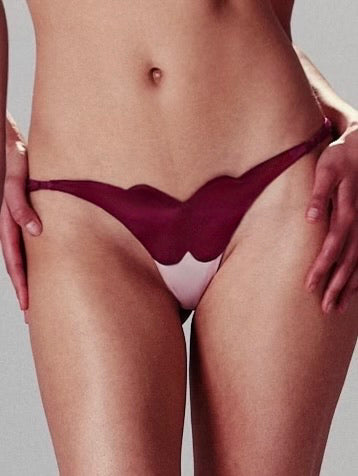 Frida Thong in burgundy silk charmeuse with adjustable side straps